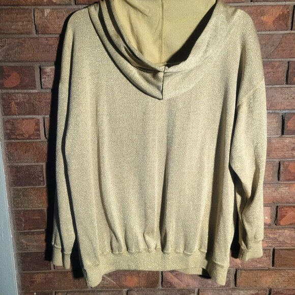 Bob Mackie Women's Gold Shimmer 1/4 Zip Hooded Sweatshirt - Size M - Picture 4 of 14